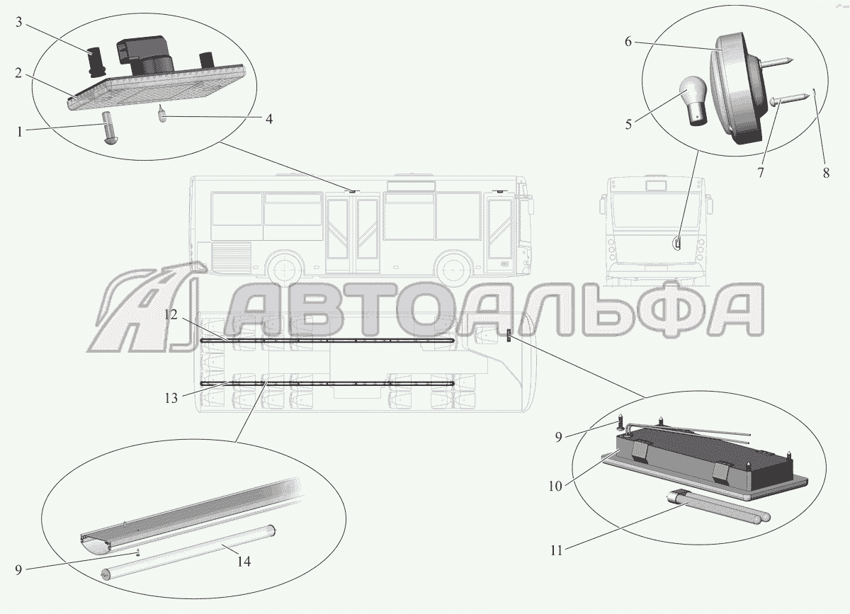 Установка внутренней светотехники МАЗ-206/226