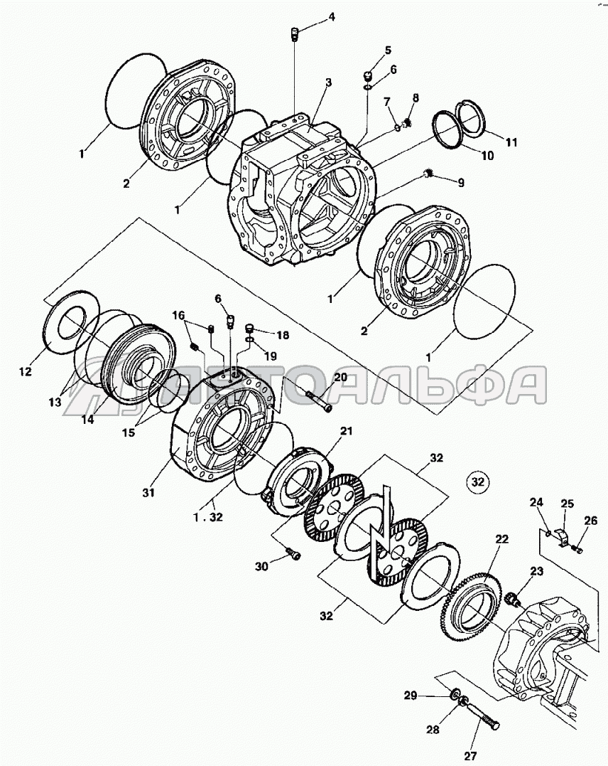 Differential housing and brakes From 68X20841 Dynapac CA302D, каталог 2010 г.