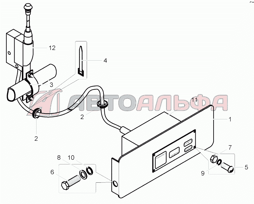 Монтаж системы контроля давления в шинах в кабине (75137-3700081-10);Mounting of the tires pressure control system over chassis on cab. (75137-3700081-10) БелАЗ 75302, 75306, 75307, 75309