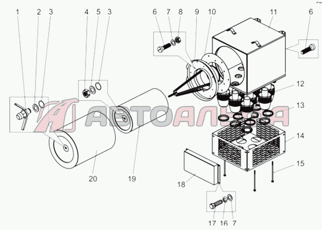 Фильтр воздушный (75131-1109010);Air filter (75131-1109010) БелАЗ 75302, 75306, 75307, 75309