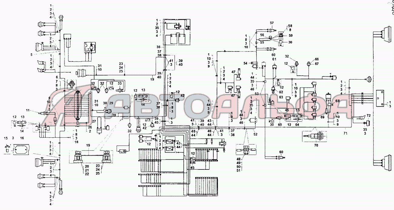 Схема электрооборудования автомобиля ГАЗ-66-05