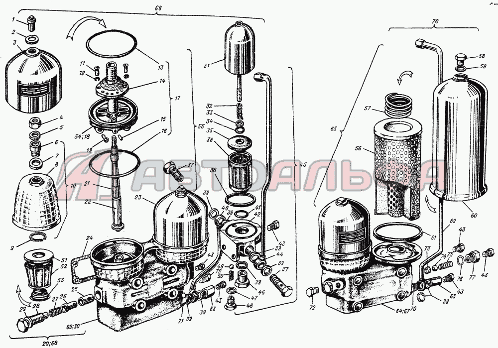 Фильтр масляный центробежный (центрифуга) Двигатель Алтайдизель А-01М, Д-461