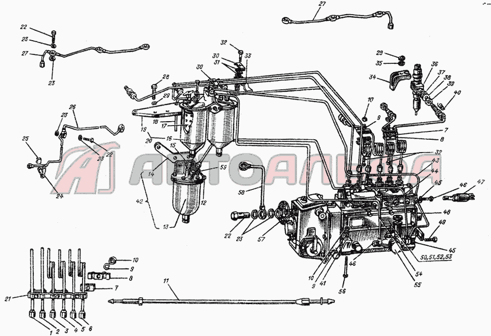 Система топливная Двигатель Алтайдизель А-01М, Д-461