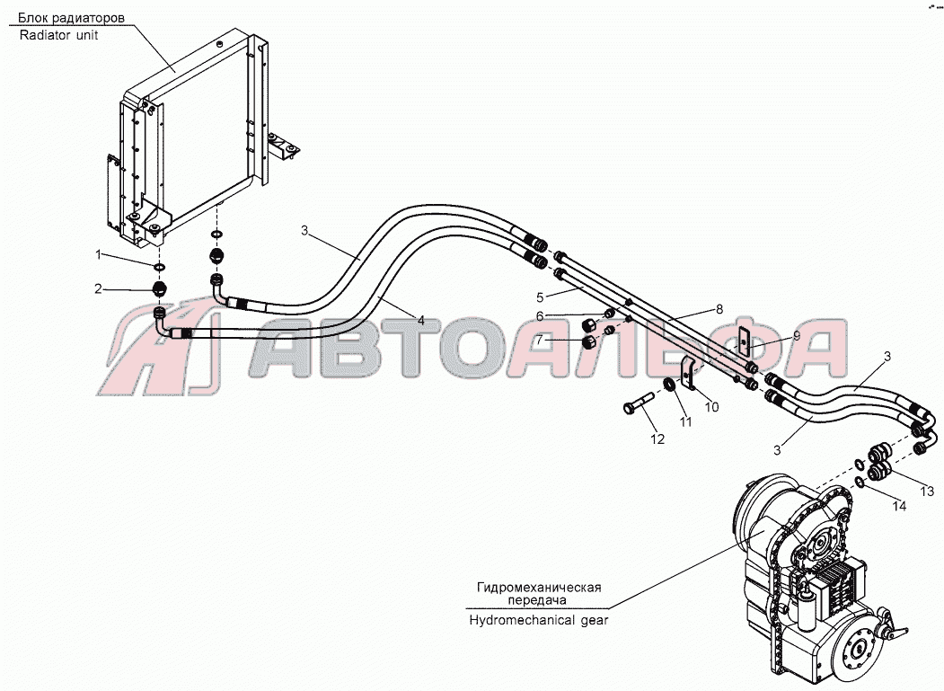 Гидросистема гидромеханической передачи (B160.12.10.000) ЧСДМ В-160