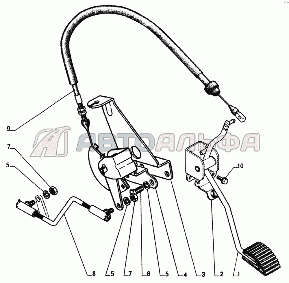 Запчасти на установка деталей акселератора ГАЗ 33104 Валдай