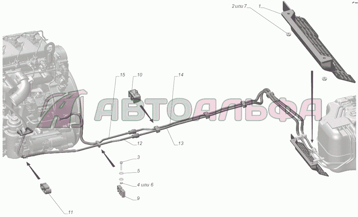 A31R32-1104001 Установка топливопроводов ГАЗЕЛЬ NEXT A65R32-40