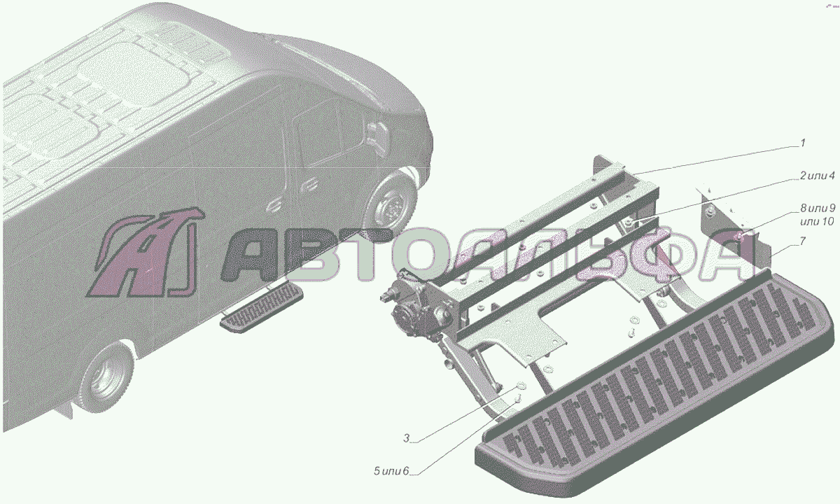 A62R23-3778001 Установка выдвижной подножки ГАЗЕЛЬ NEXT A65R32-40