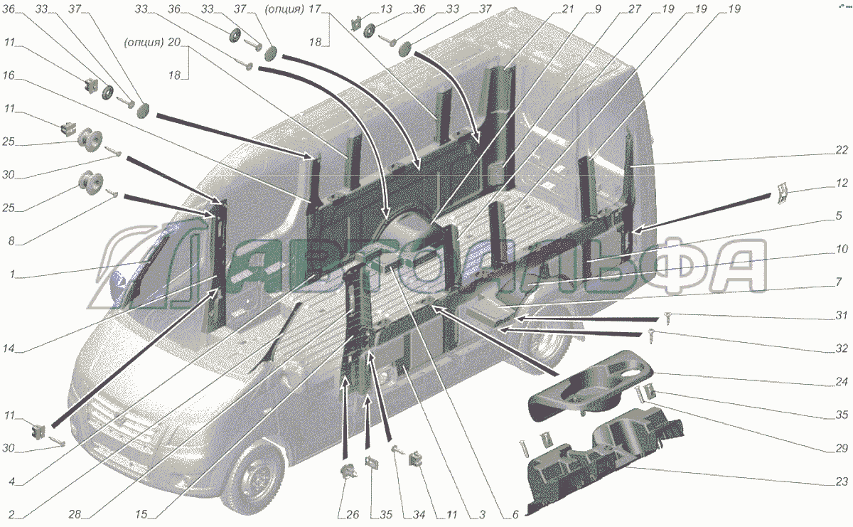 A65R33-5402002 Установка обивки боковины ГАЗЕЛЬ NEXT A65R32-40