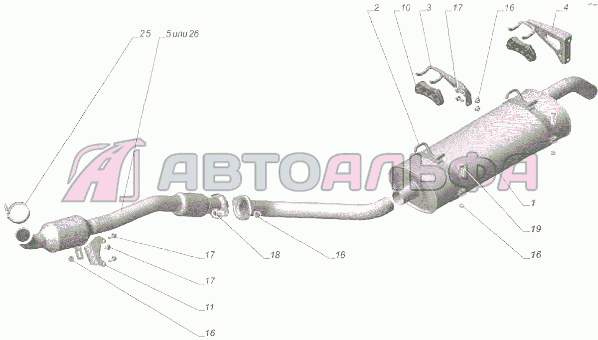 A65R32-1200001 Установка системы выпуска газов ГАЗЕЛЬ NEXT A65R32-40