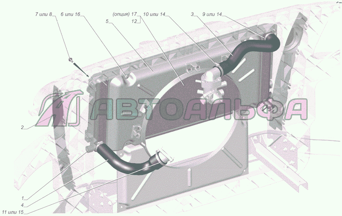 A21R22-1300001 Установка системы охлаждения ГАЗЕЛЬ NEXT A65R32-40