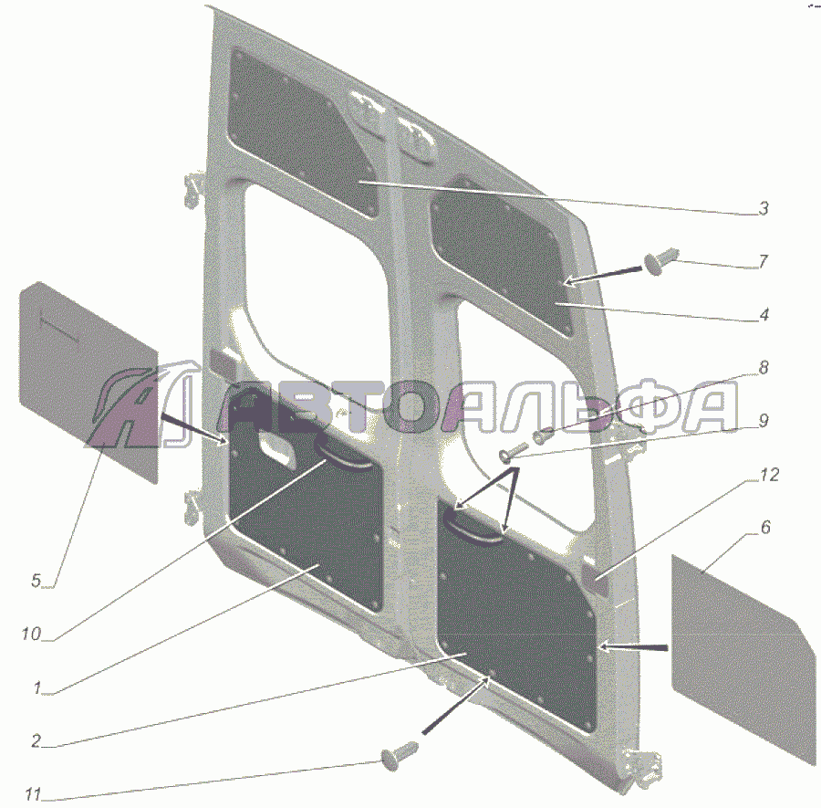 A65R33-6302002 Установка обивок дверей задка опция Обивка салона улучшенная ГАЗЕЛЬ NEXT A65R32-40