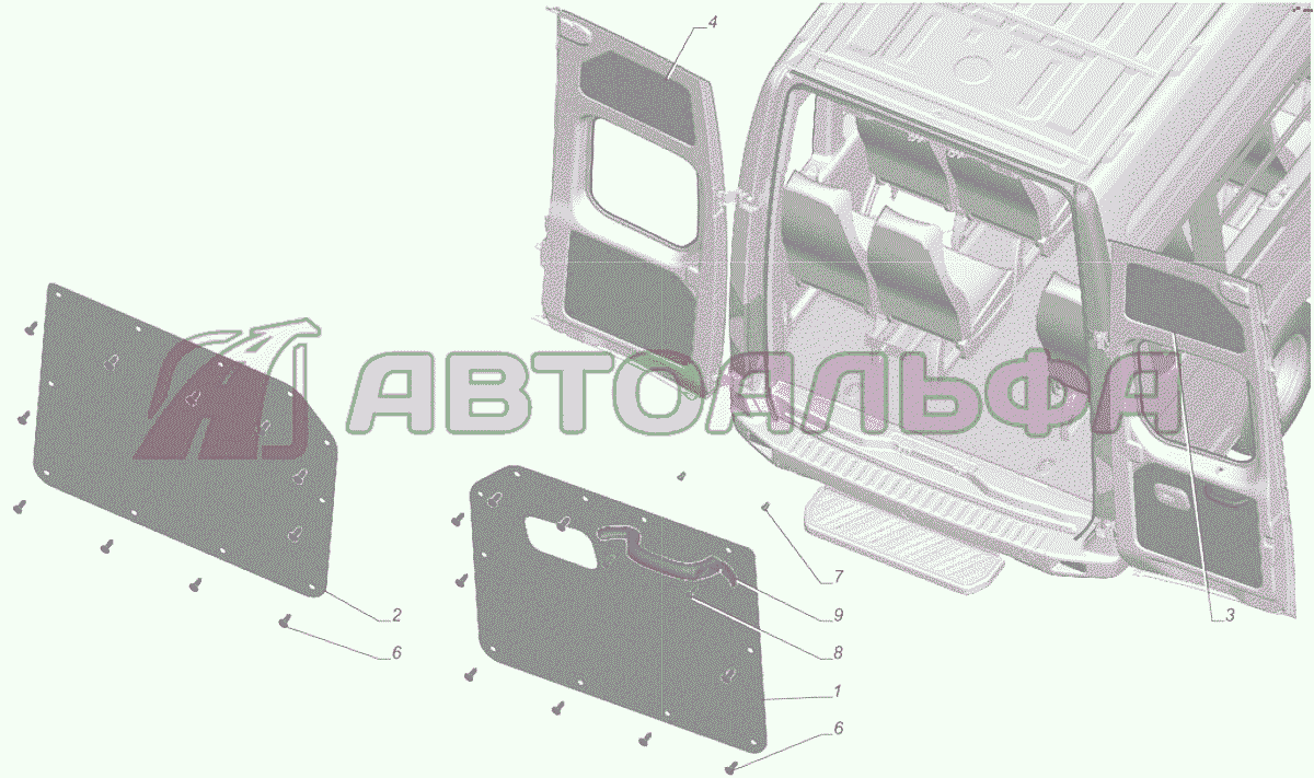 A65R33-6302002-20 Установка обивок дверей задка ГАЗЕЛЬ NEXT A65R32-40