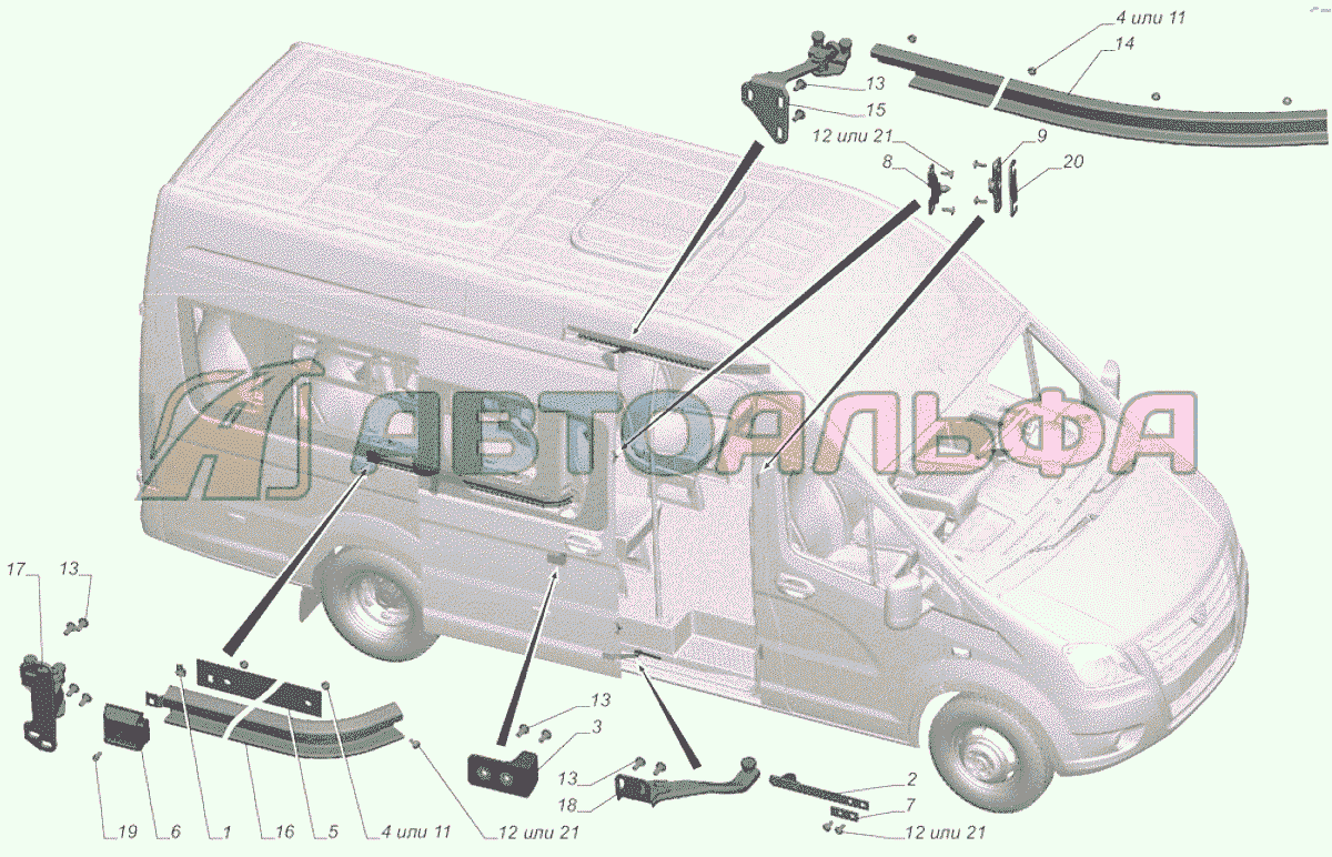 A65R33-6426002 Установка навески средней двери ГАЗЕЛЬ NEXT A65R32-40