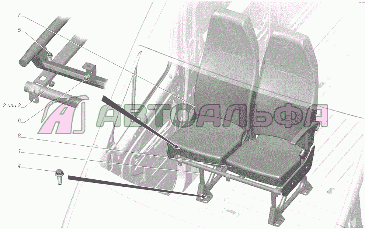 A62R23-6810001-11 Установка переднего сиденья опция Обивка сидений тканевая неворсовая ГАЗЕЛЬ NEXT A65R32-40