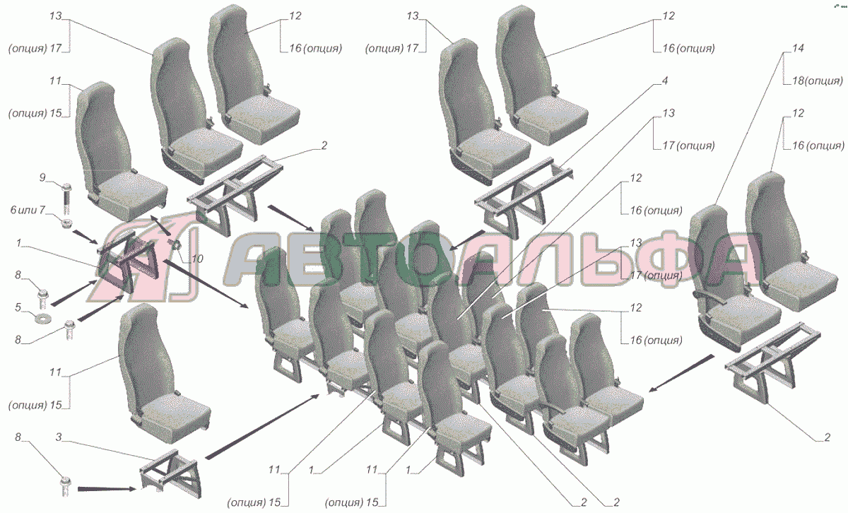 A65R32-6820002-01 Установка задних сидений ГАЗЕЛЬ NEXT A65R32-40