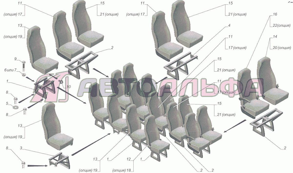 A65R32-6820002-10 Установка задних сидений опция Сиденья салона без ремней безопасности ГАЗЕЛЬ NEXT A65R32-40