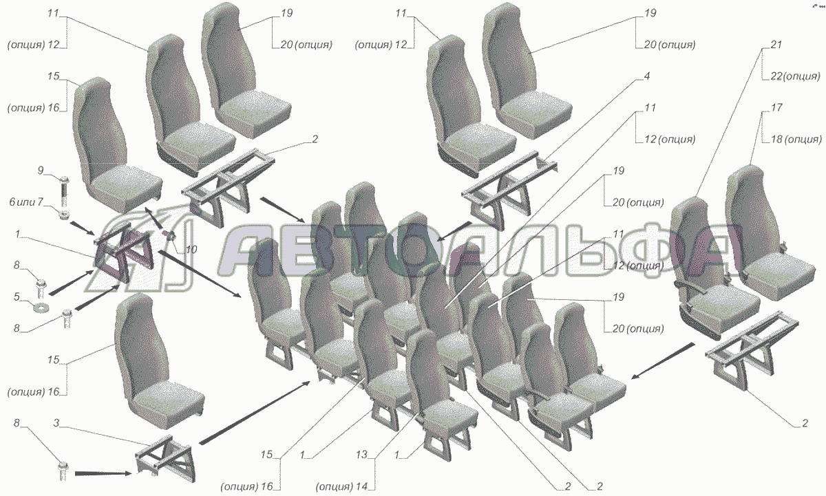 A65R32-6820002-11 Установка задних сидений опция Сиденья салона без ремней безопасности ГАЗЕЛЬ NEXT A65R32-40