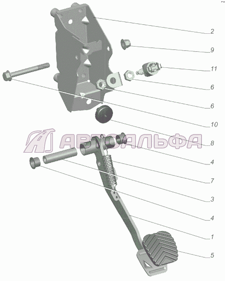 A21R23-1602408 Кронштейн с педалью выключения сцепления ГАЗЕЛЬ NEXT A65R32-40