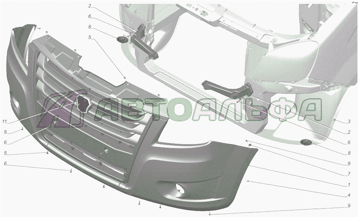 A21R23-2803001-10 Установка переднего бампера опция Противотуманные фары ГАЗЕЛЬ NEXT A65R32-40