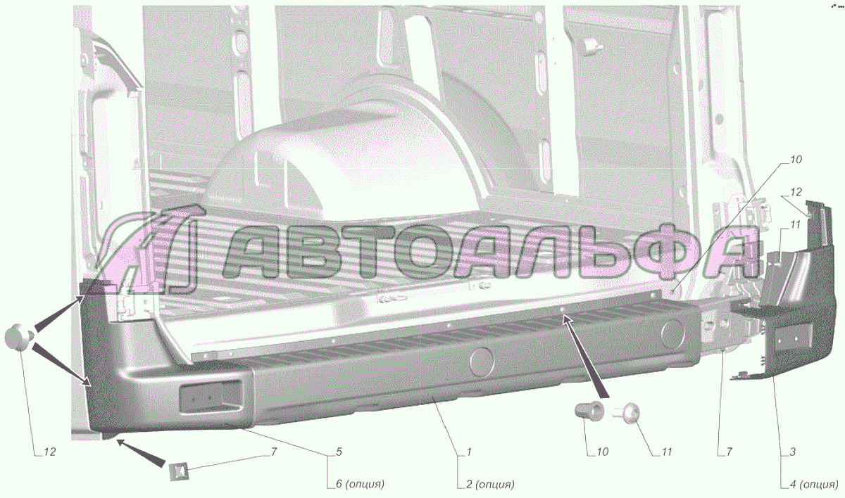 A31R23-2804001 Установка заднего бампера ГАЗЕЛЬ NEXT A65R32-40