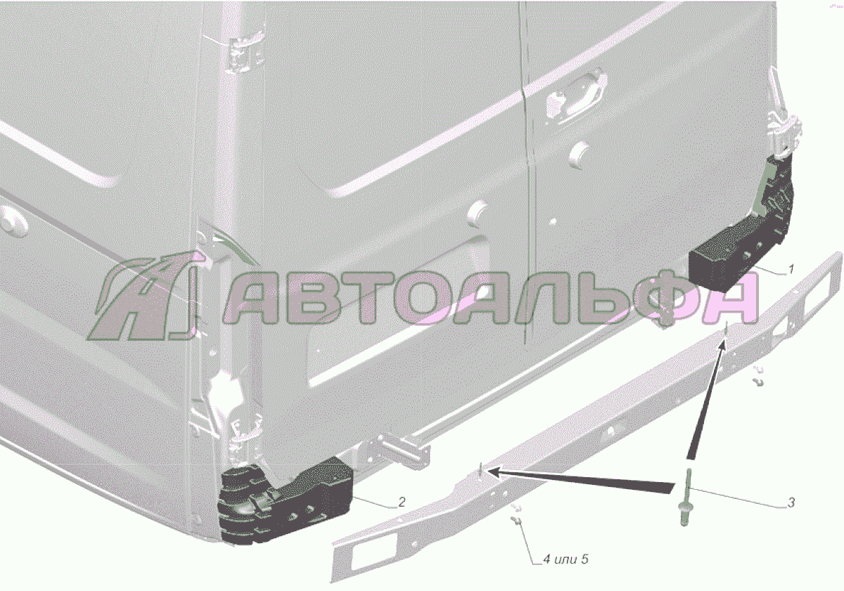 A31R23-2804002 Установка деталей заднего бампера ГАЗЕЛЬ NEXT A65R32-40