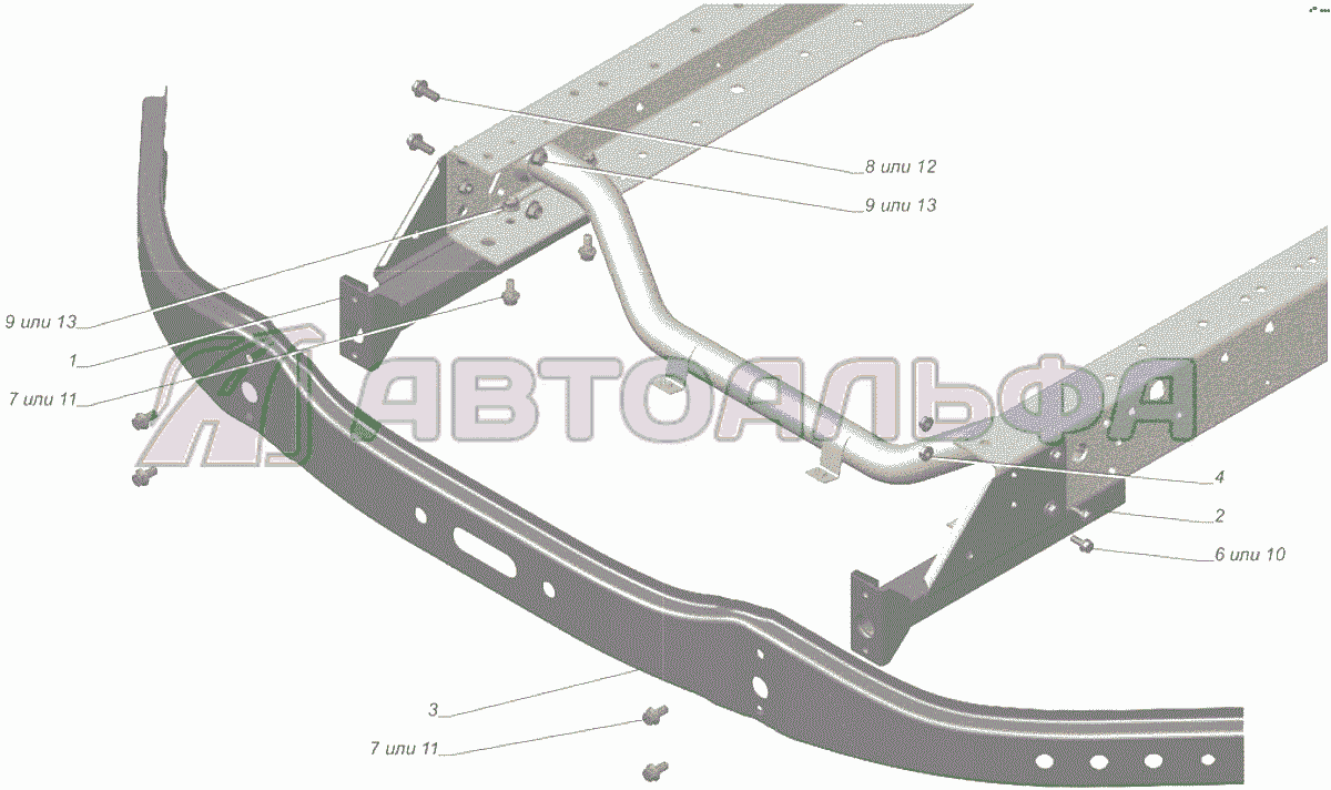 A21R23-2806001 Установка кронштейнов рым-болтов ГАЗЕЛЬ NEXT A65R32-40