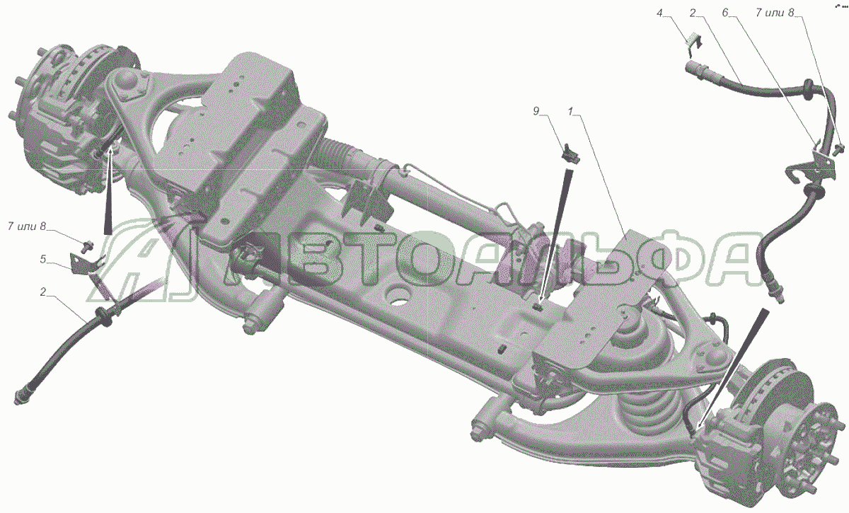 A32R32-2901008-10 Подвеска передняя с тормозными шлангами ГАЗЕЛЬ NEXT A65R32-40