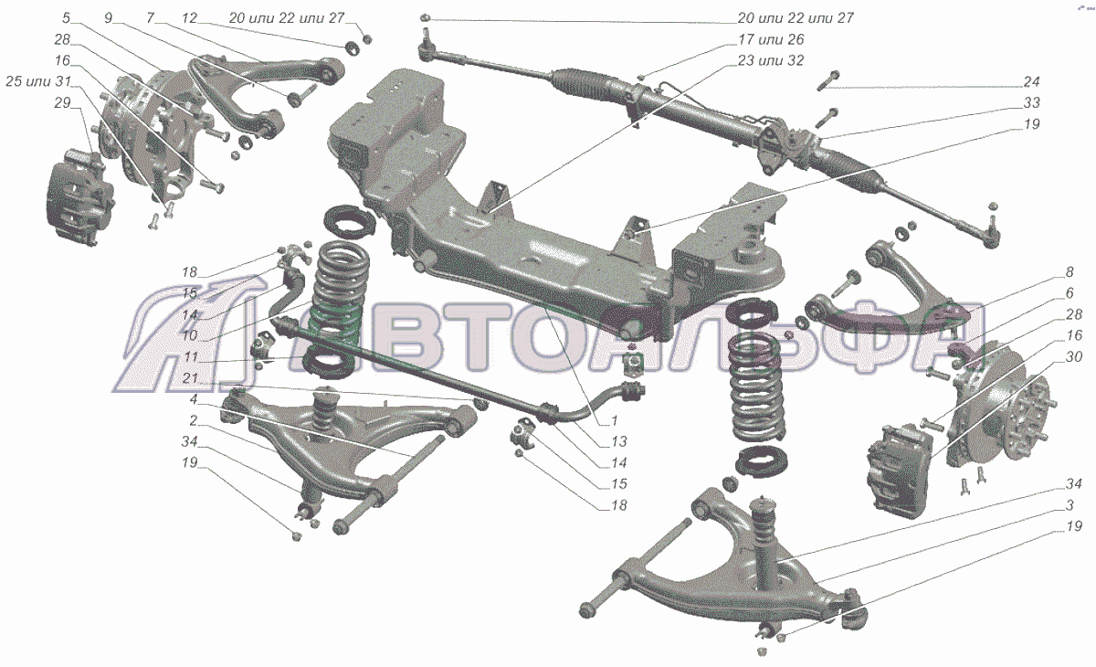 A32R32-2901010-10 Подвеска передняя с рулевым механизмом ГАЗЕЛЬ NEXT A65R32-40