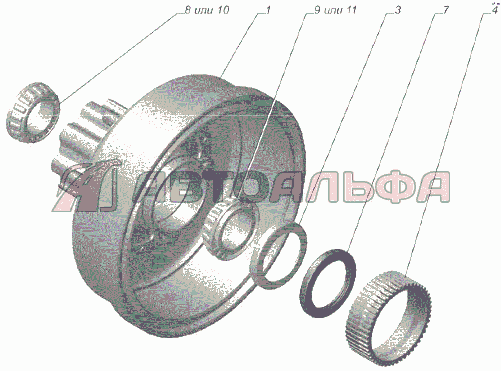 3302-3104006-30 Ступица и барабан заднего колеса с подшипниками ГАЗЕЛЬ NEXT A65R32-40