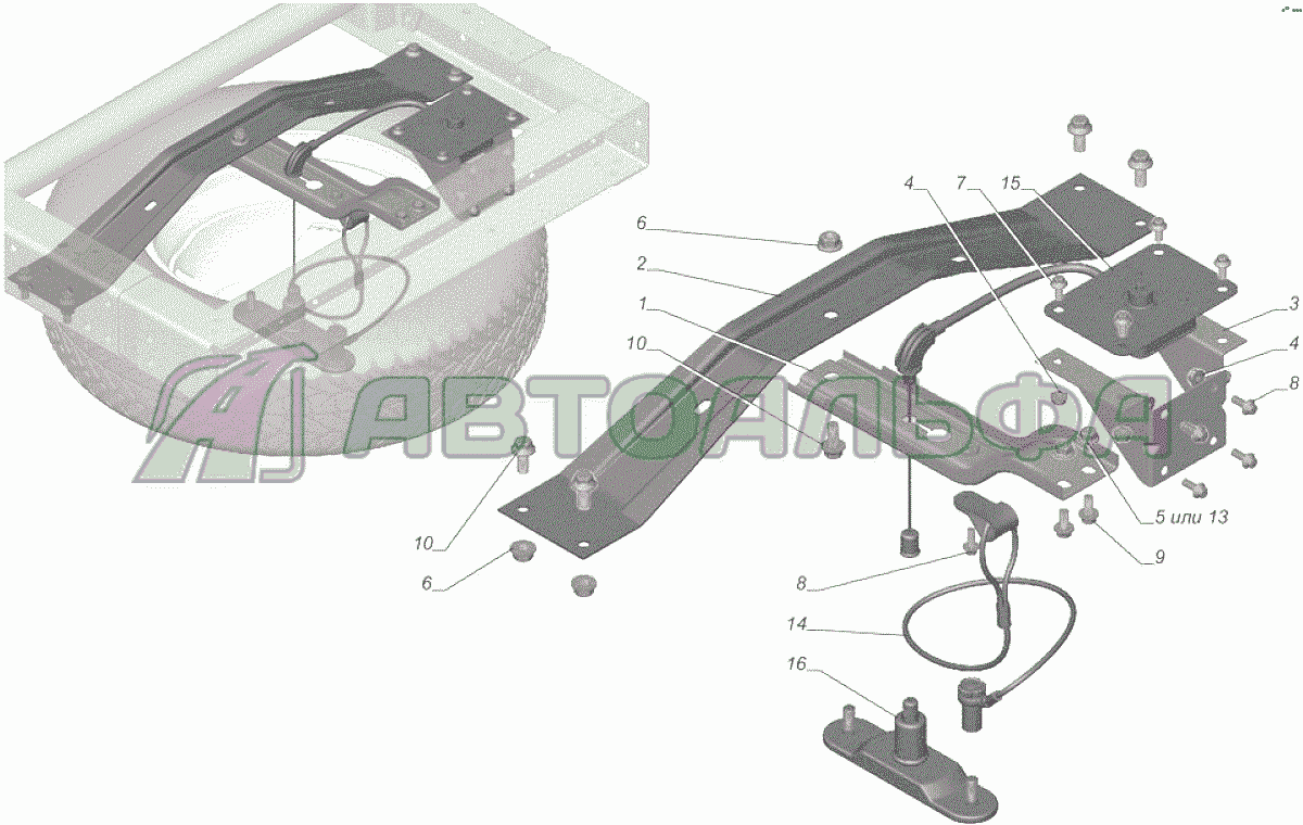 A31R23-3105001 Установка держателя запасного колеса ГАЗЕЛЬ NEXT A65R32-40