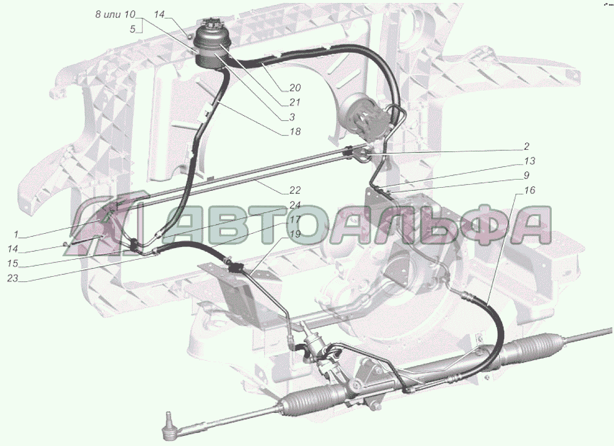 A21R22-3408001-20 Установка трубопроводов и шлангов гидроусилителя руля ГАЗЕЛЬ NEXT A65R32-40