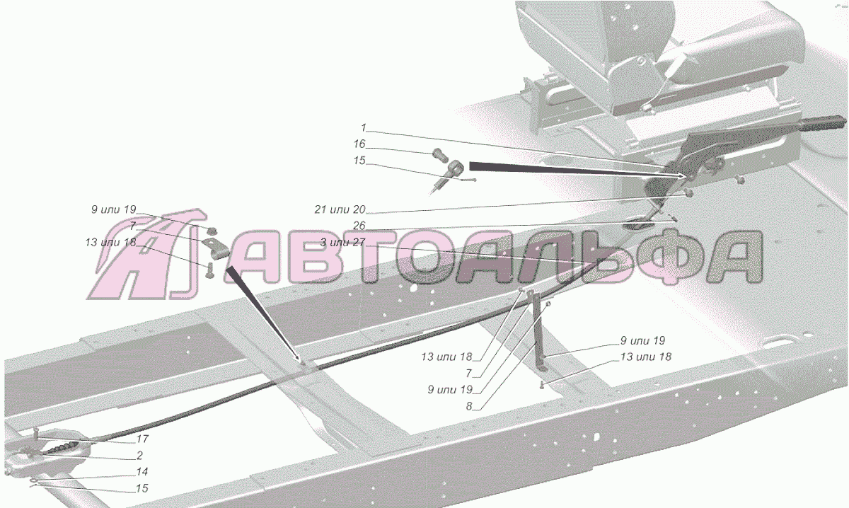 A65R32-3508001 Установка привода стояночного тормоза ГАЗЕЛЬ NEXT A65R32-40