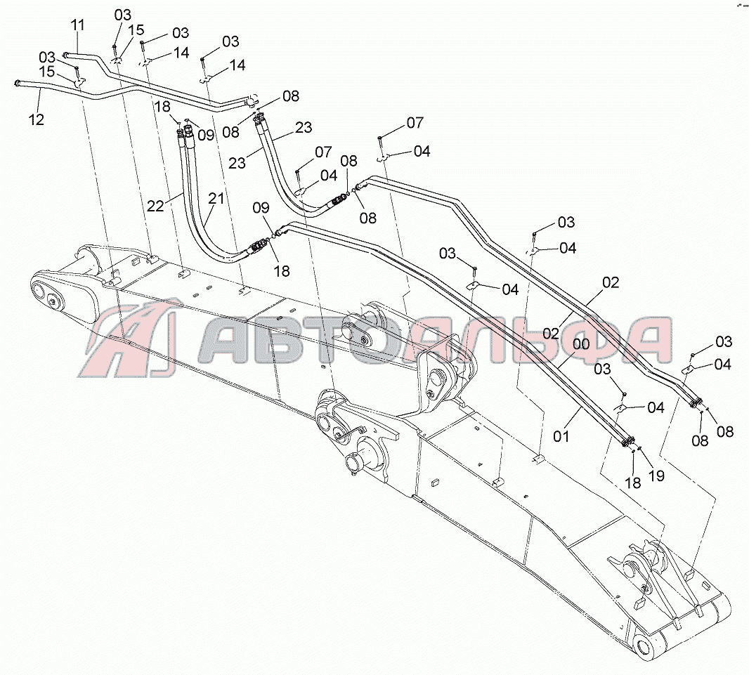 FRONT PIPING (2P-BOOM) ZX-330-3 (Part № PIHH-I-3)