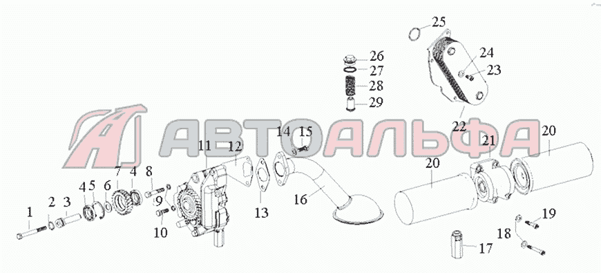 11A7A2 Oil Pump and Oil Filter Двигатель HOWO WD615.47 (A738100103)