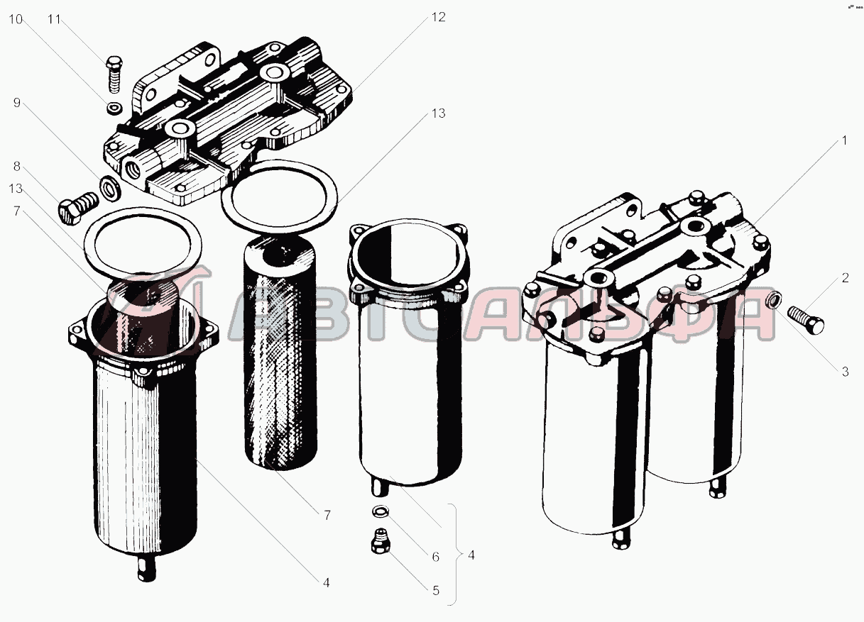 Фильтр грубой очистки топлива Двигатель ЯМЗ-240, каталог 2014 г.