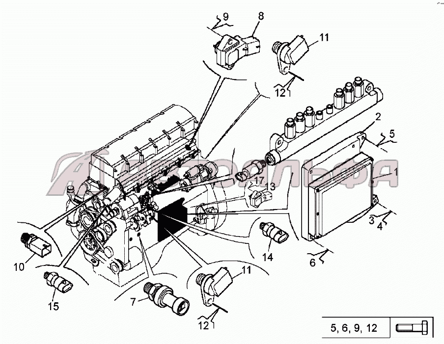 Блок электронный и датчики Двигатель ЯМЗ-650.10 (Евро 3-4)