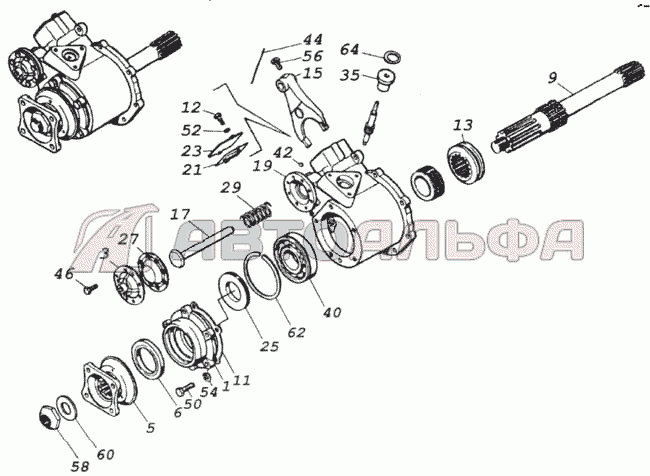 Схема редуктора КАМАЗ 5320 средний задний