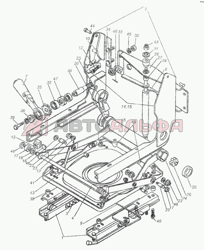 Механизм подрессоривания сиденья водителя КАМАЗ-53228, 65111