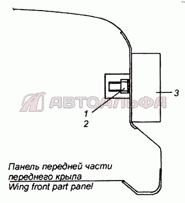 54115-3731001 Установка боковых габаритных фонарей на переднем крыле КАМАЗ-53229 (Евро 2)