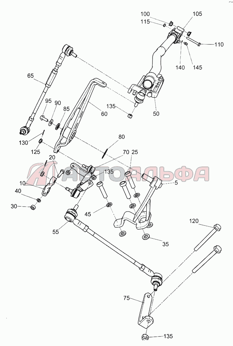 Запчасти на 5490-1703005 Установка привода коробки передач КАМАЗ-5490