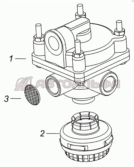 2233-3518010-20 Ускорительный клапан с глушителем КАМАЗ-6520 (Euro-4), каталог 2012 г.