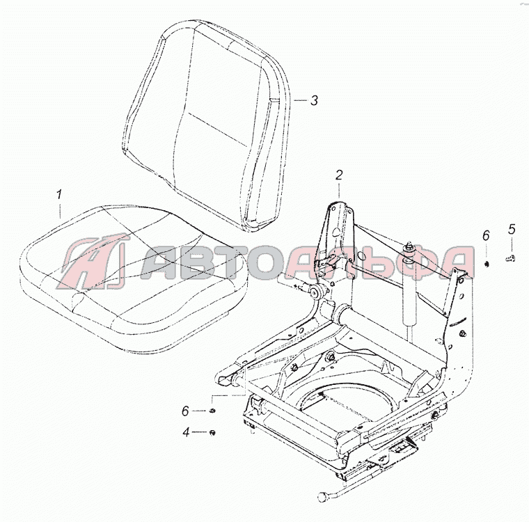 53205-6800010 Сидение водителя КАМАЗ-65201 Евро 2-3