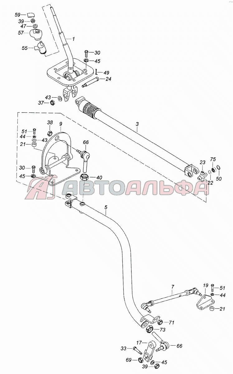 Запчасти на 6520-1703005-40 Установка привода управления механизмом  переключения передач КАМАЗ-6522 (Евро-4)