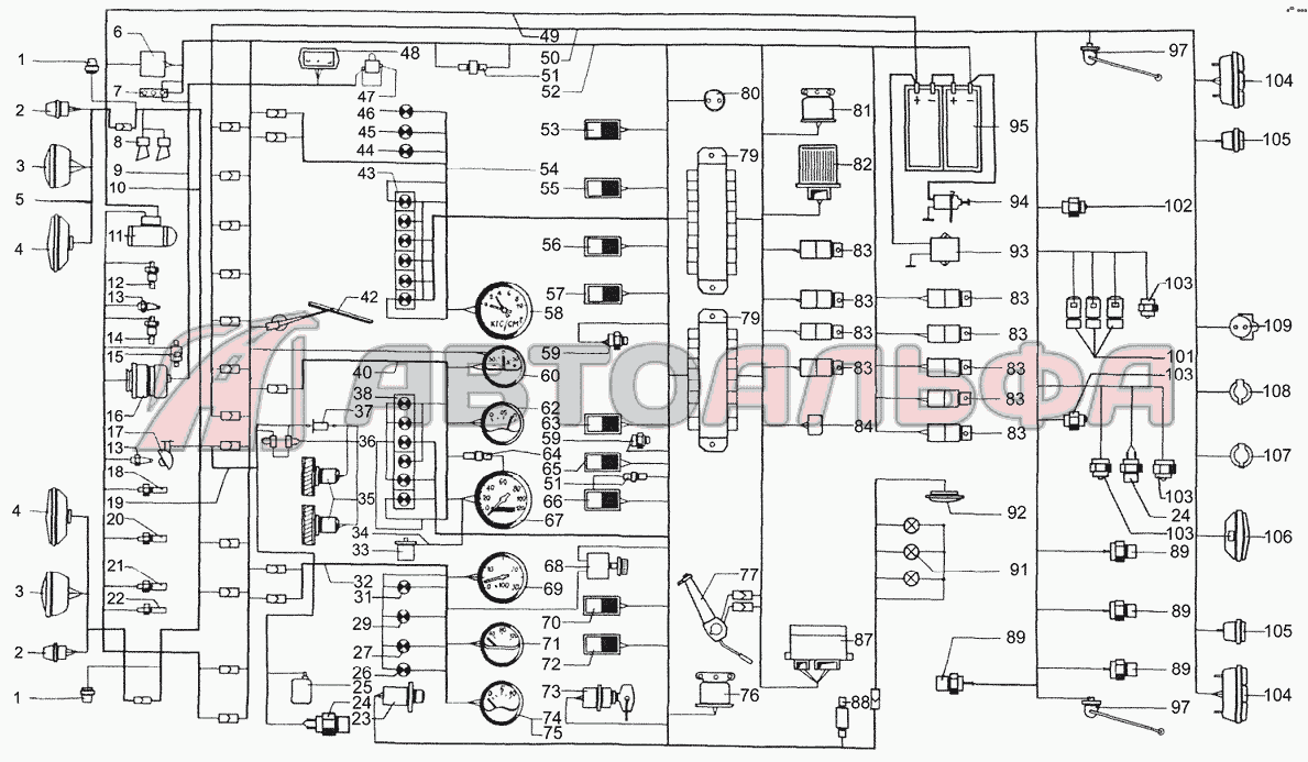 Электросхема КамАЗ-65115