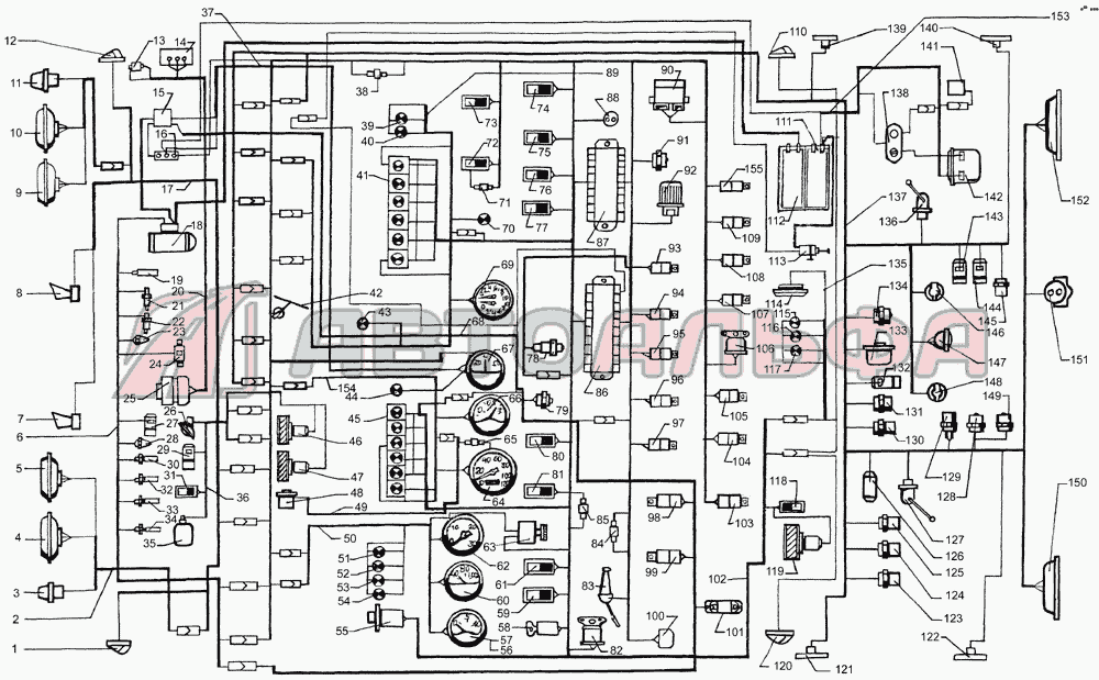 Схема электрооборудования КрАЗ 64431-02