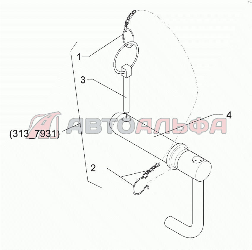 3137929 Top link pin with chain Lemken Karat 9/600 KA