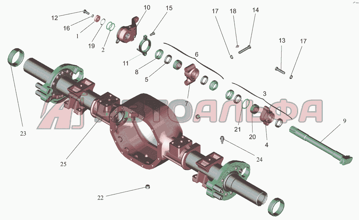 Привод тормозного механизма задних колес МАЗ 437040 (Зубренок), каталог 2005 г.