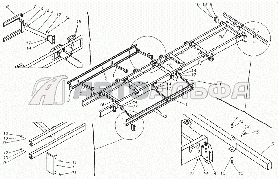 Установка бокового ограждения и заднего бампера МАЗ-4370 МАЗ 437040 (Зубренок), каталог 2002 г.