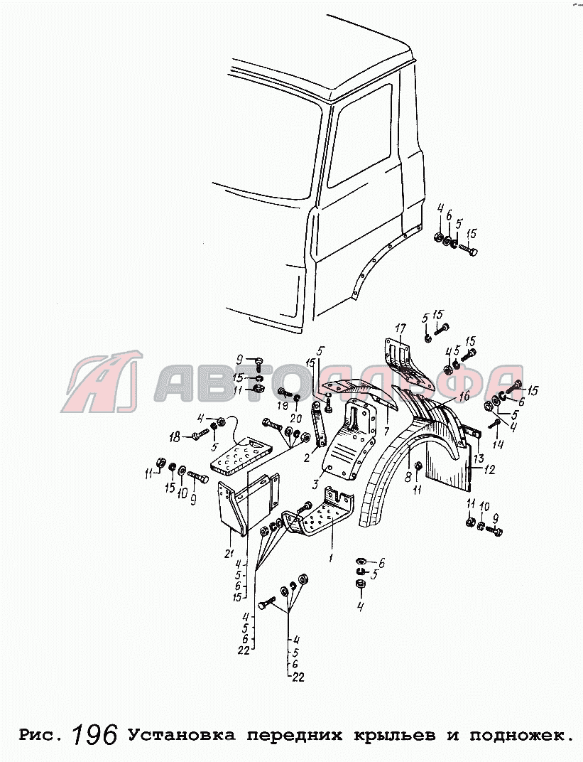Установка передних крыльев и подножек МАЗ 64229