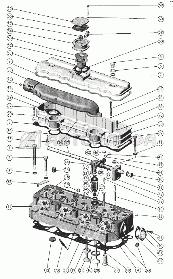 Установка головки цилиндров и впускного тракта. Клапаны и толкатели клапанов Двигатель ММЗ Д-245.7E3
